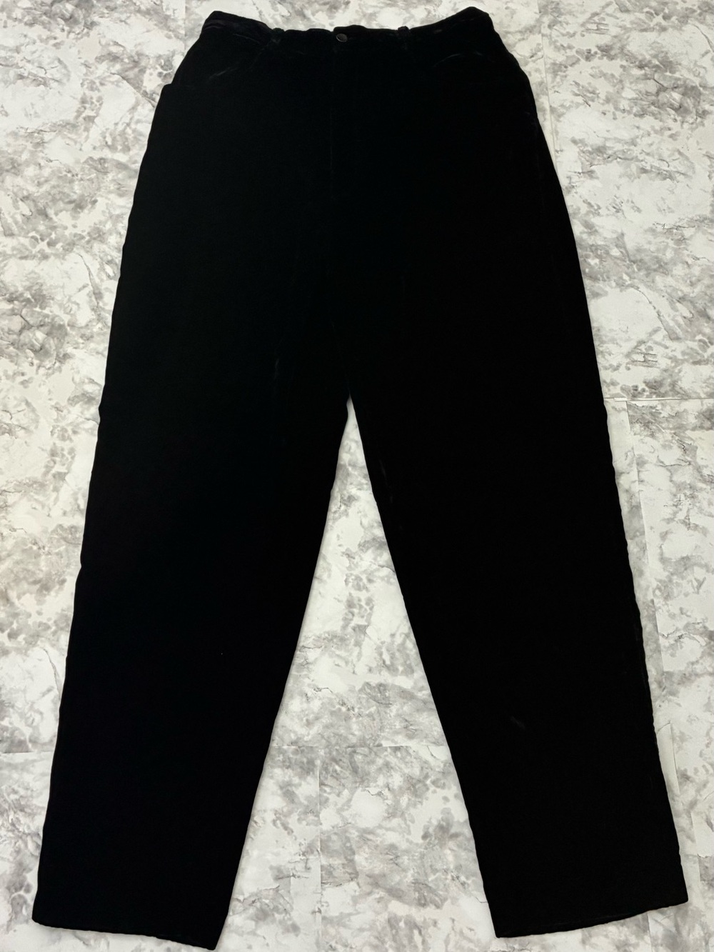 Adam Douglass x Adrianna Papell Vintage Black Velvet High Rise Wide Leg Trousers
